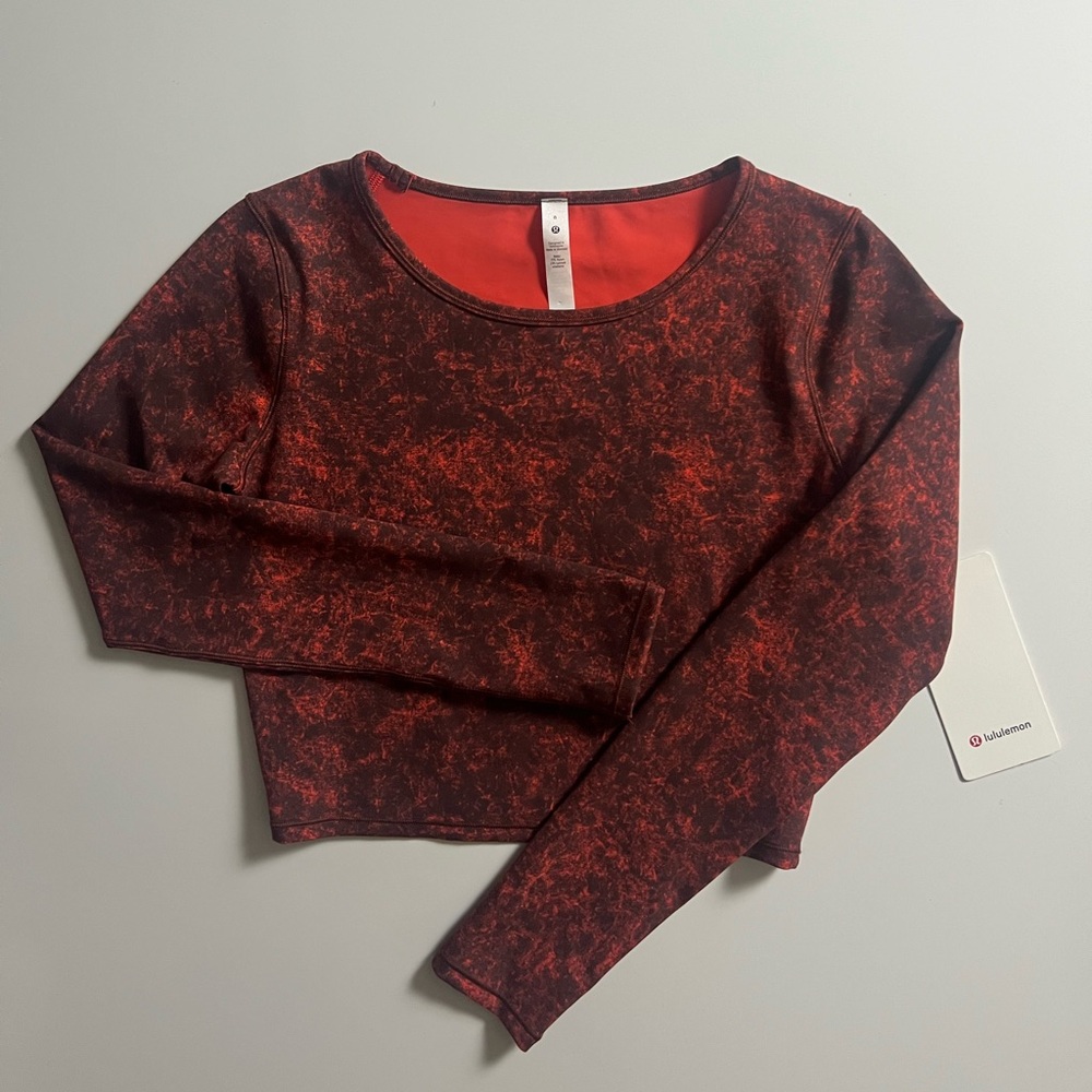 NWT Lululemon Wunder Train Cropped Long Sleeve, Size 8
